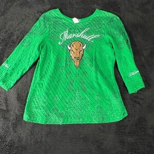 P. Michael Green Marshall Thundering Herd Rhinestone‎ Tunic Top - M